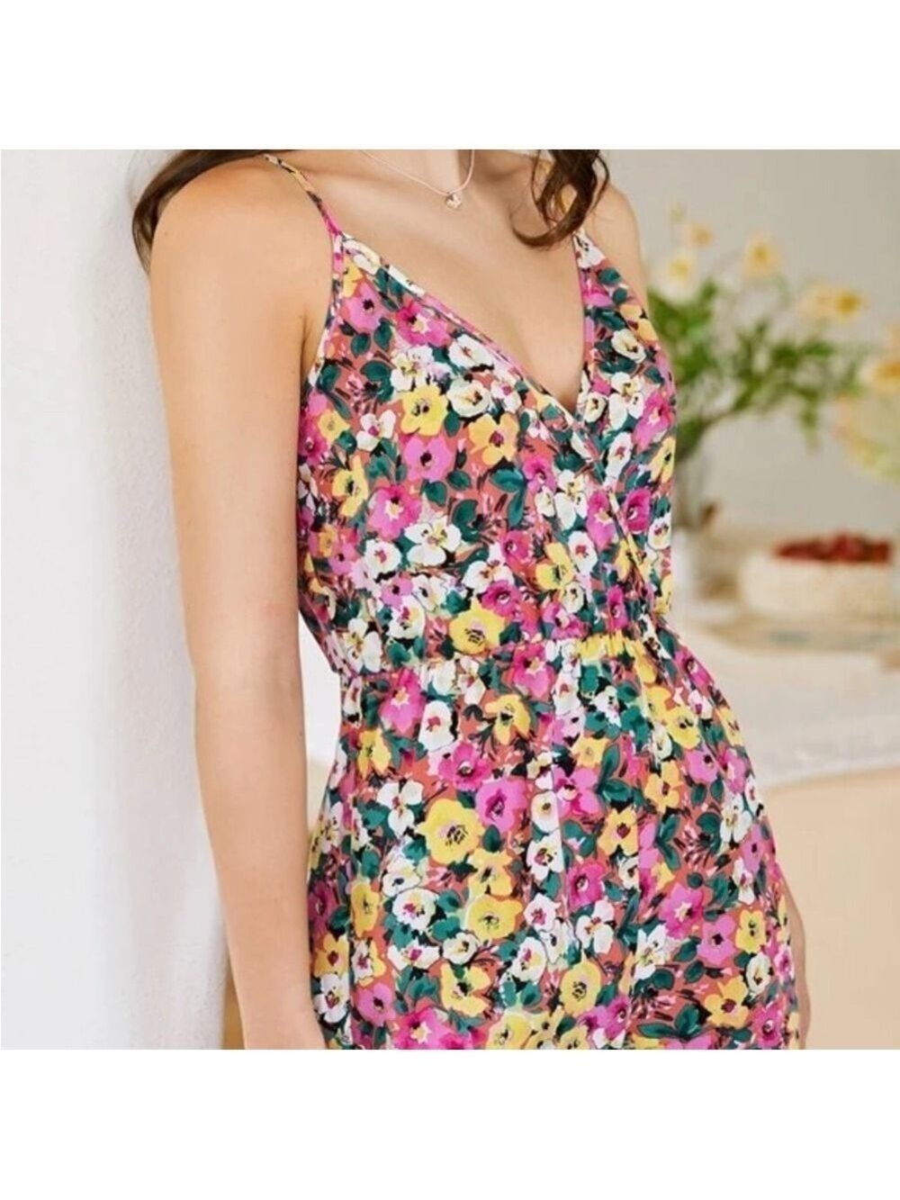 SHEIN  floral low cut neck romper